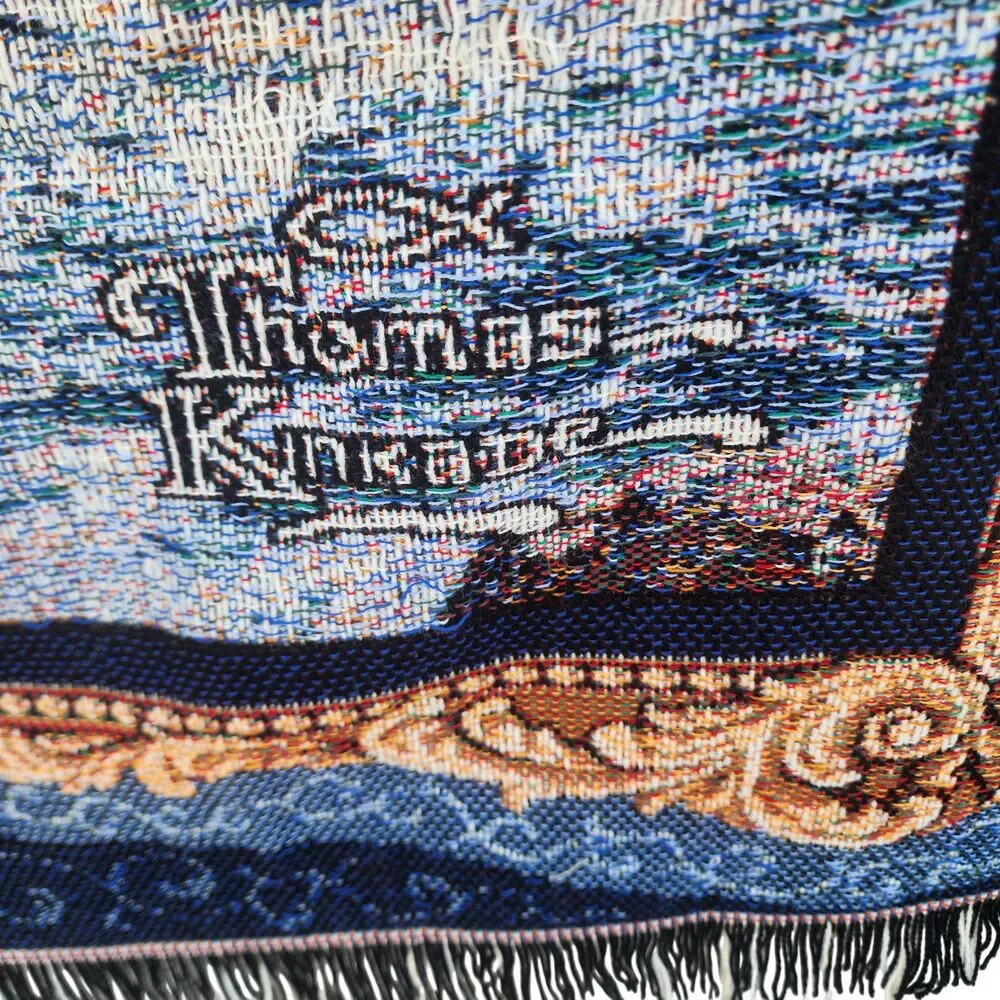 Thomas Kinkade Lighthouse Woven Throw Blanket 57x48 Painter of‎ Light Fringe
